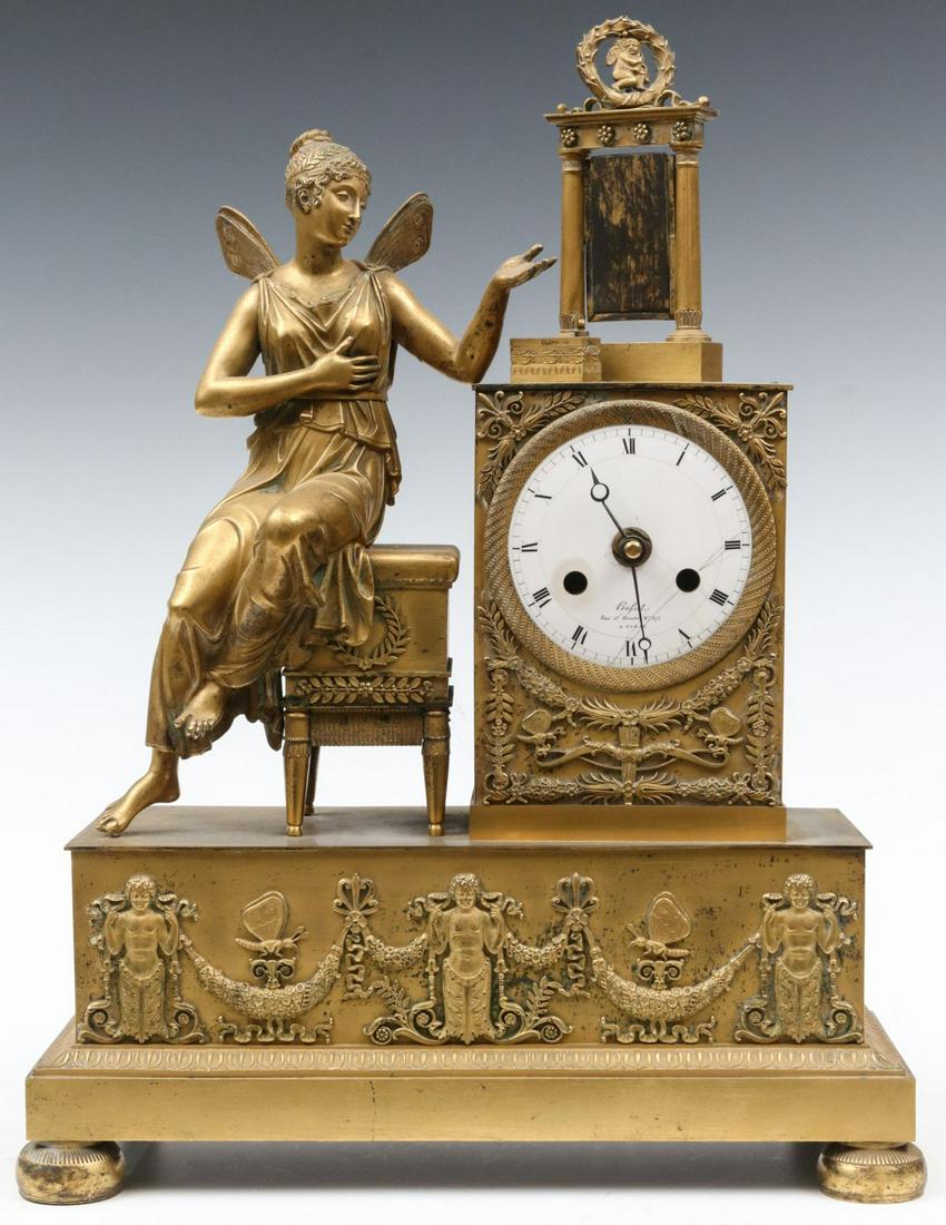 FRENCH EMPIRE GILT BRONZE CLOCK - MAJOR ALTERATION (1 of 14)