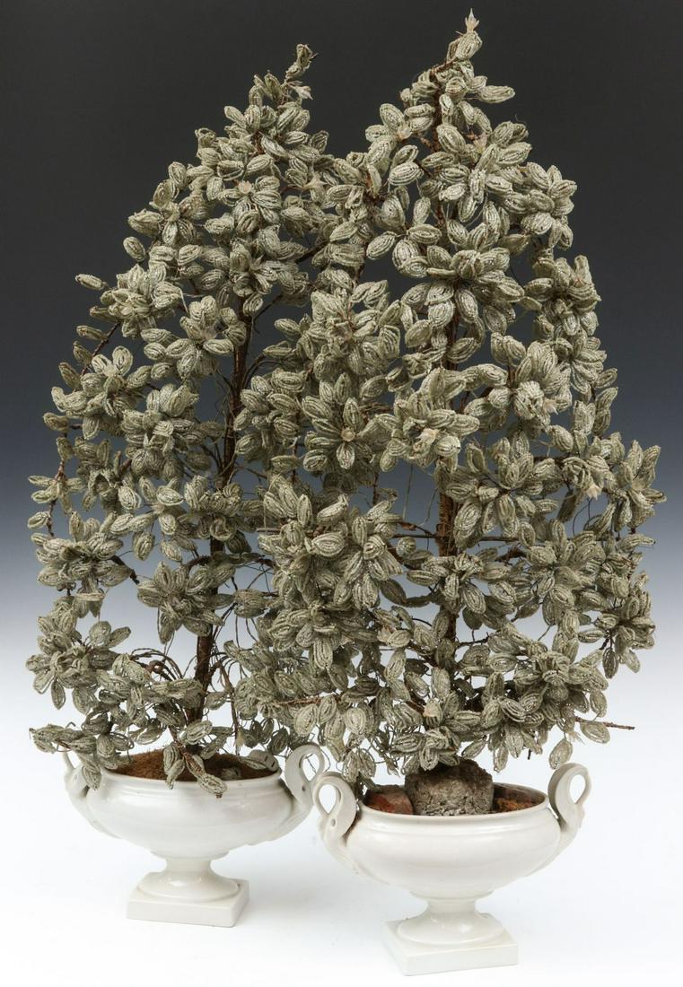 A PAIR LARGE 19TH C. GLASS BEAD FLOWER GARNITURE (1 of 12)