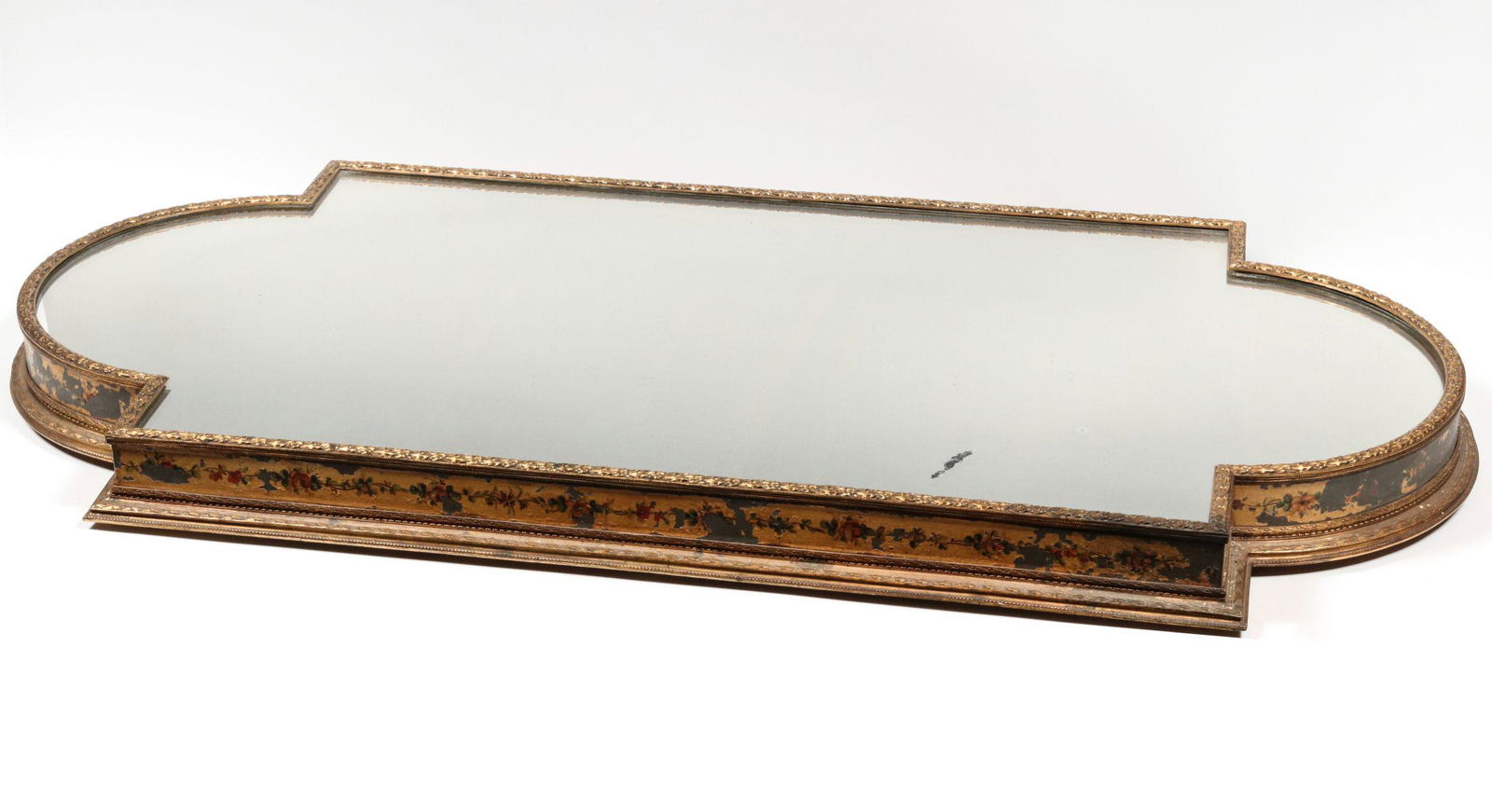 AN EARLY 20TH C. TOLE PAINTED PLATEAU WITH MIRROR (1 of 9)