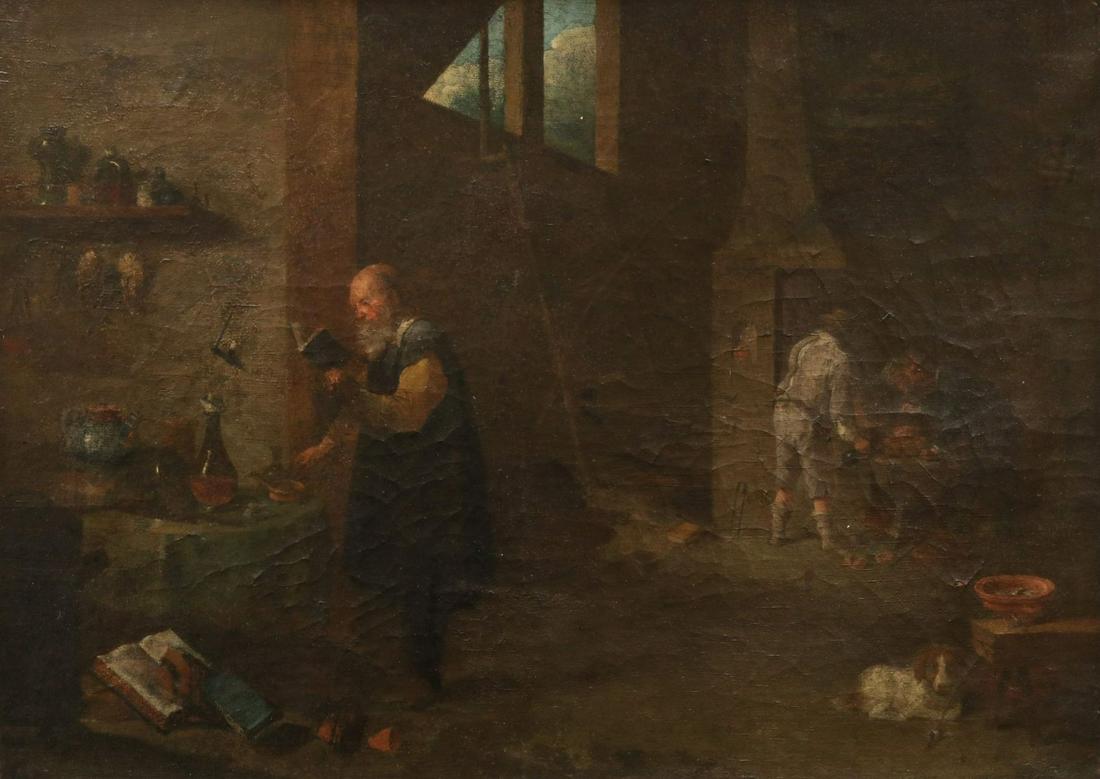 AN 18TH C. OIL ON CANVAS AFTER DAVID TENIERS (1 of 12)