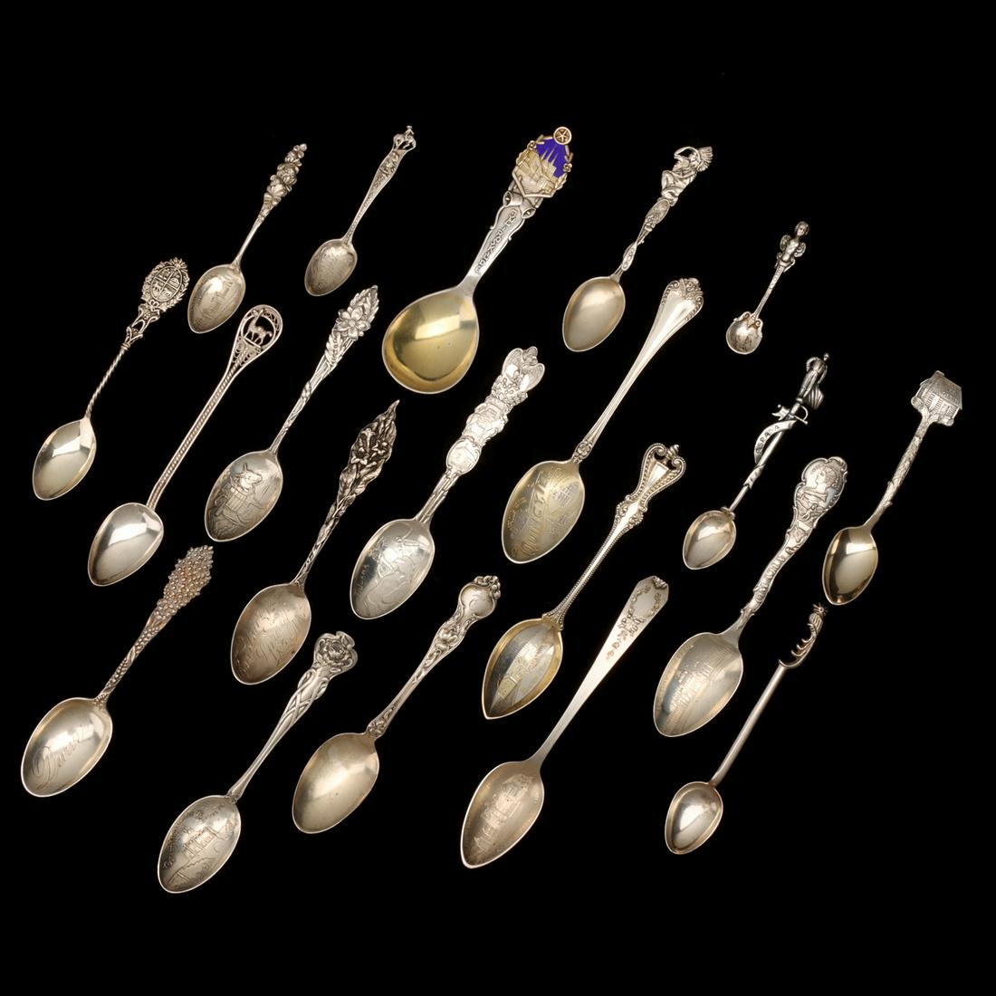 TWENTY STERLING SILVER SOUVENIR SPOONS (1 of 12)