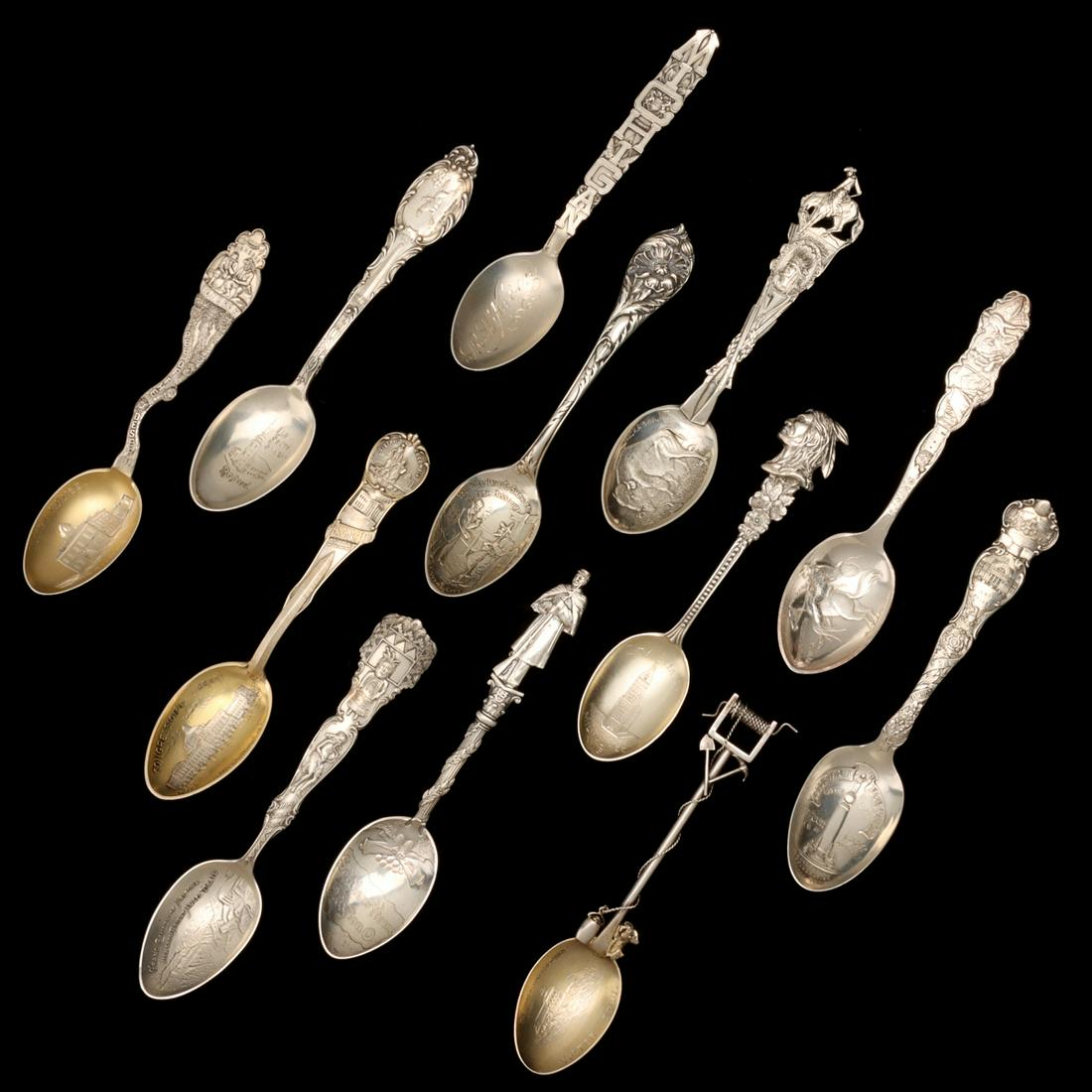 TWELVE STERLING SILVER SOUVENIR SPOONS (1 of 12)