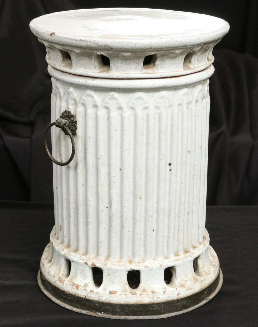 A RARE 19TH C. FRENCH TIN GLAZE FOOT WARMER (1 of 8)