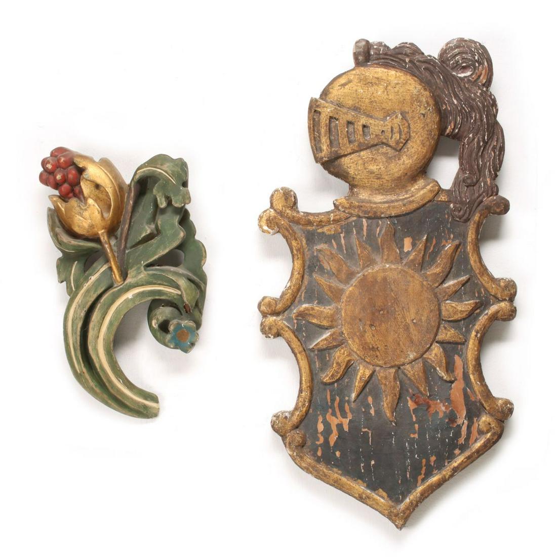 TWO INTERESTING CARVED AND PAINTED ORNAMENTS (1 of 8)