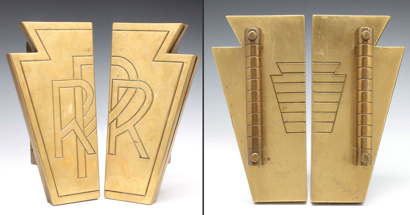 OUTSTANDING PENNSYLVANIA RR BRONZE KEYSTONE DOOR PULLS (1 of 17)