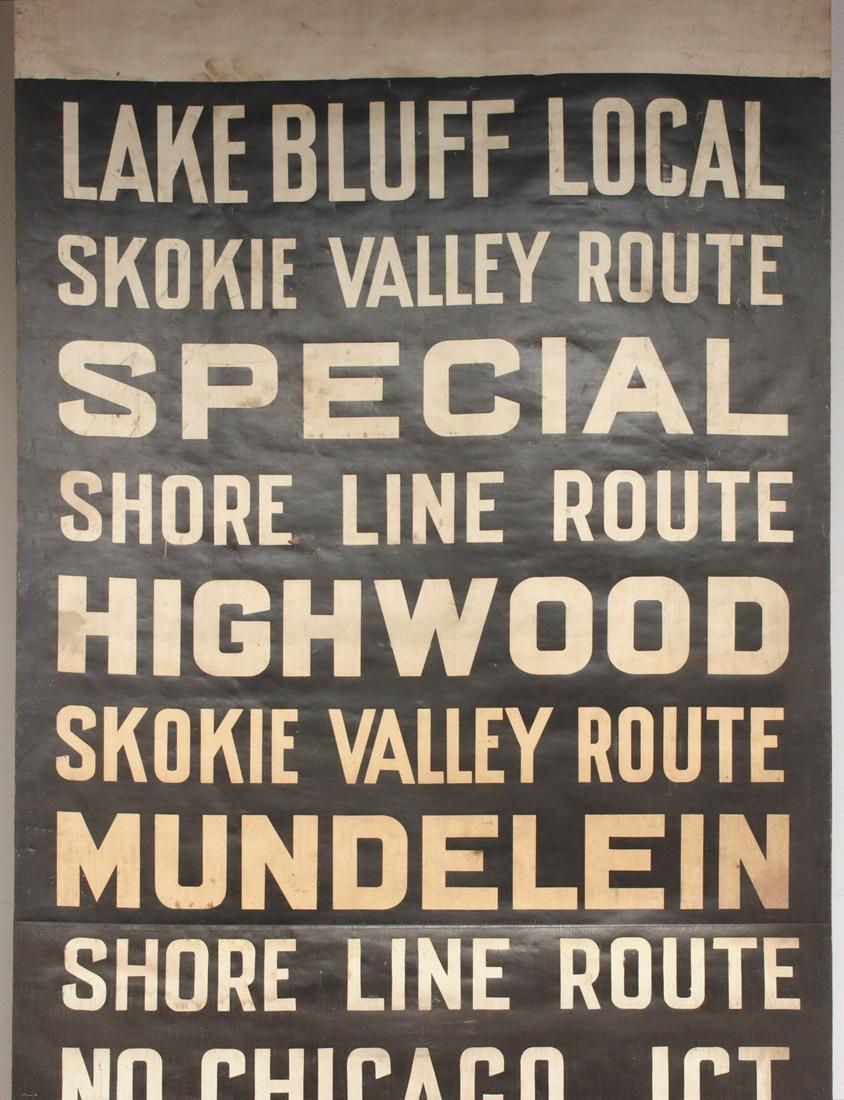 A PRINTED CANVAS GATE SIGN FOR THE CNW SKOKIE LINE RTE (1 of 15)