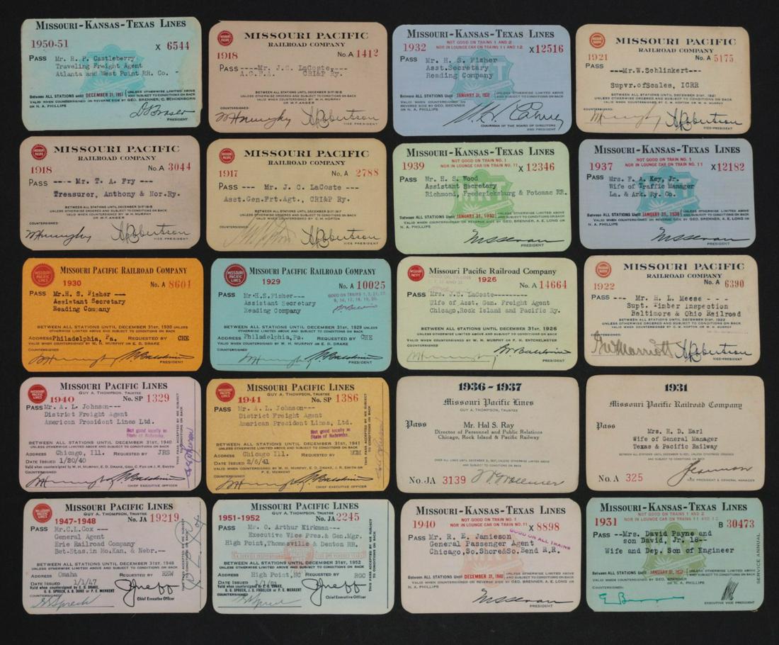 A LARGE COLLECTION OF RAILROAD PASSES DATED 1902-1954 (1 of 12)