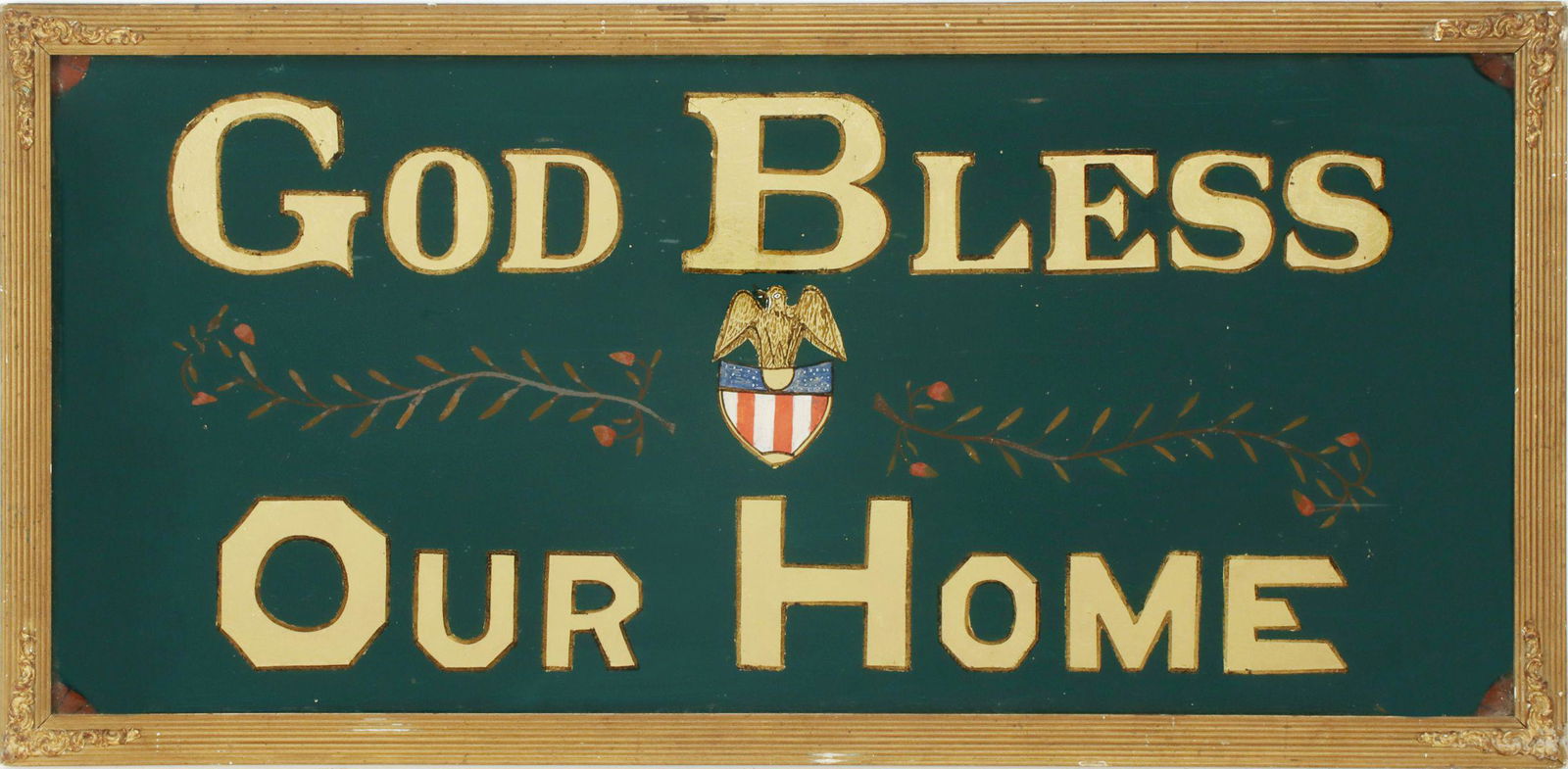 GOD BLESS OUR HOME MOTTO REVERSE PAINTED ON GLASS (1 of 8)