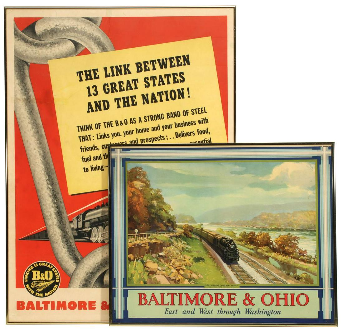 THREE FRAMED PROMOTIONS FOR THE B & O RAILROAD (1 of 20)