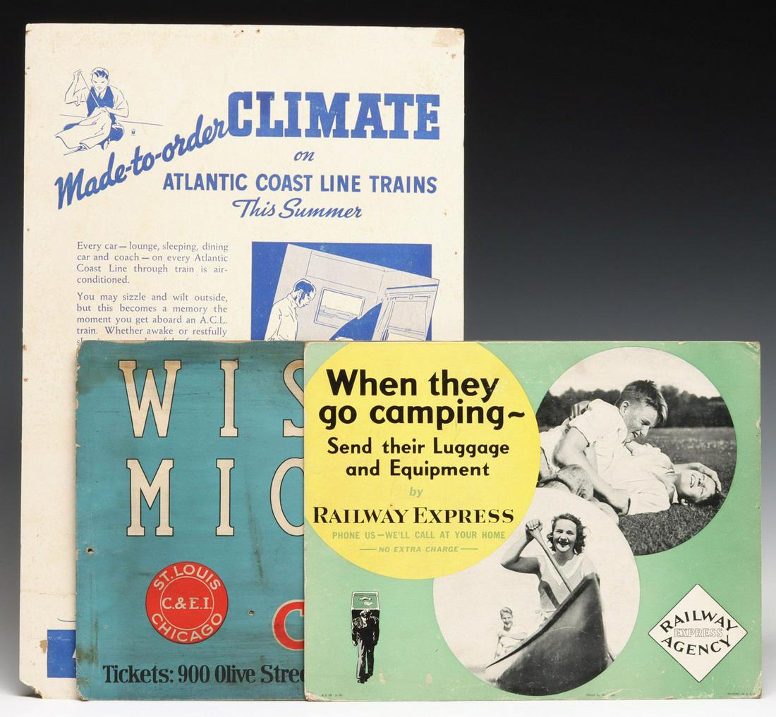 RAIL TRAVEL TROLLEY SIGN AND ADVERTISING PLACARDS (1 of 19)