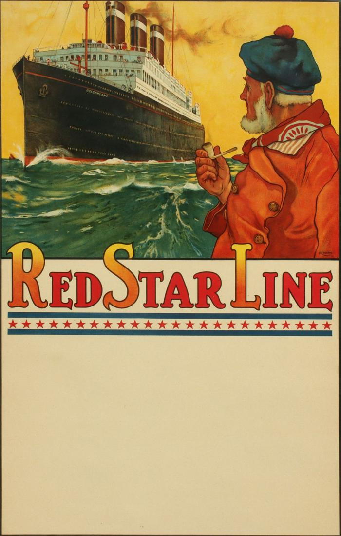 A RED STAR LINE STEAMSHIP ADVERTISING POSTER BLANK (1 of 14)