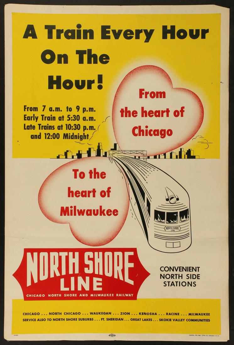 A 1950s C.N.S.&M. RAILROAD ADVERTISING BROADSIDE (1 of 14)