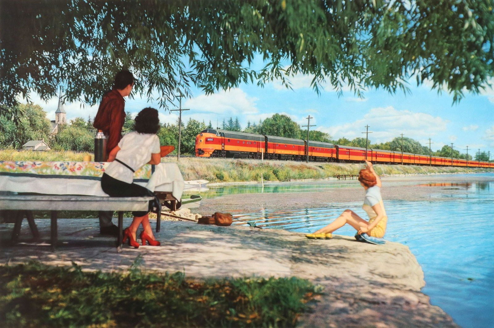 A C.M.St.P.&M. RAILROAD TWIN CITIES HIAWATHA LITHOGRAPH (1 of 10)