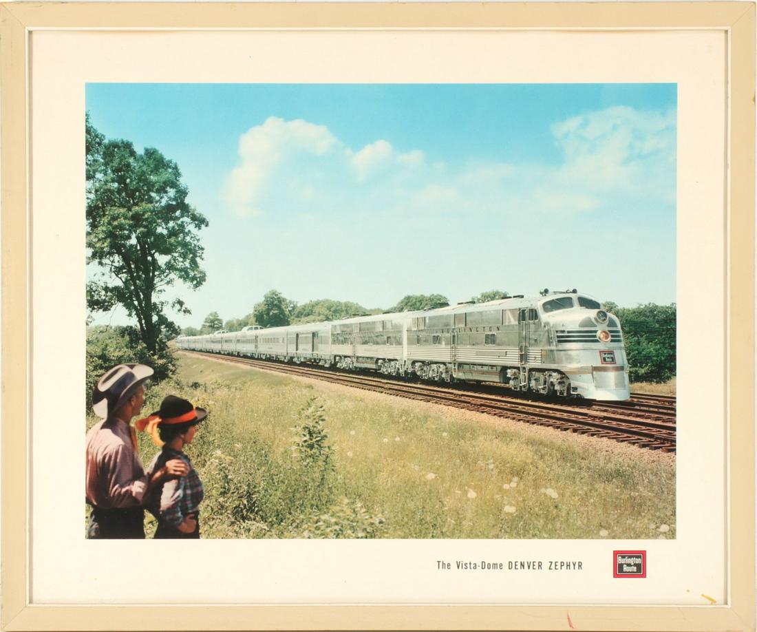 A BURLINGTON ROUTE DENVER ZEPHYR ADVERTISING PRINT (1 of 10)