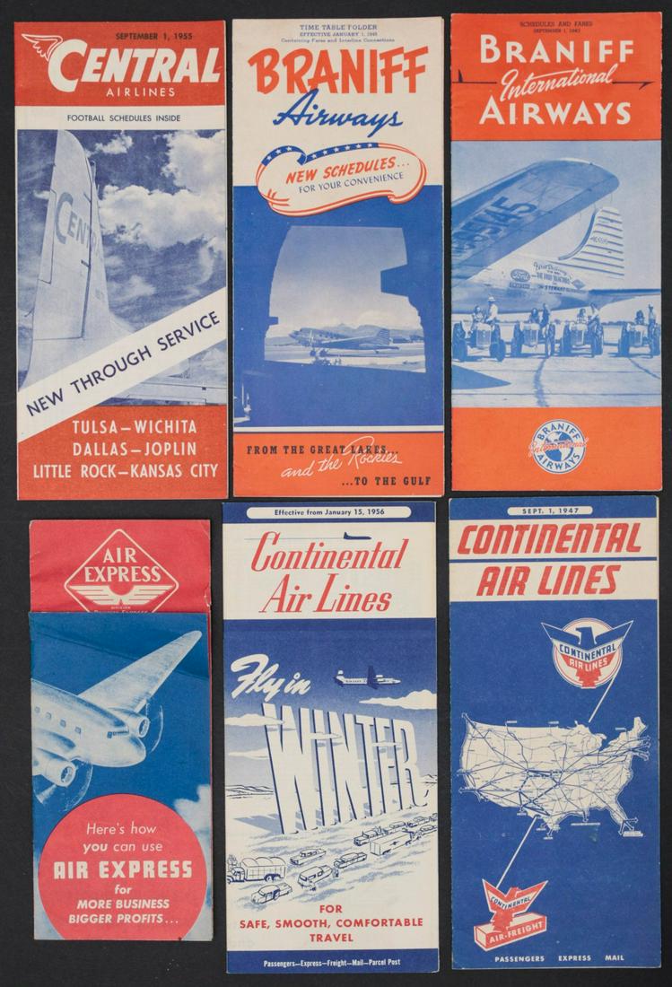 A COLLECTION OF MID 20TH CENTURY AIR TRAVEL EPHEMERA: The entire collection of 25 pieces as shown. We happily provide seamless in-house packing and shipping services on nearly everything we sell, except international shipments which, until further notice