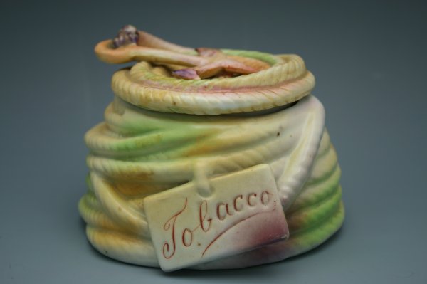 NAUTICAL THEMED FIGURAL HUMIDOR WITH ROPE AND ANCHOR: Coiled rope and anchor figural humidor, no maker mark, measures 3.25 x 4.5 inches.