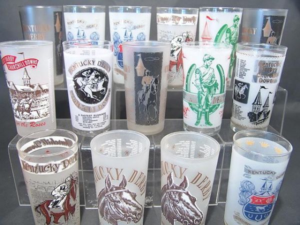 LOT OF 15 1950'S & 1960'S KENTUCKY DERBY GLASSES
