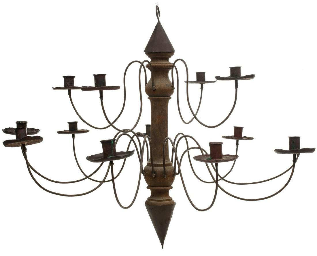 AN 18TH C. NEW ENGLAND THIRTEEN BRANCH CHANDELIER (1 of 13)