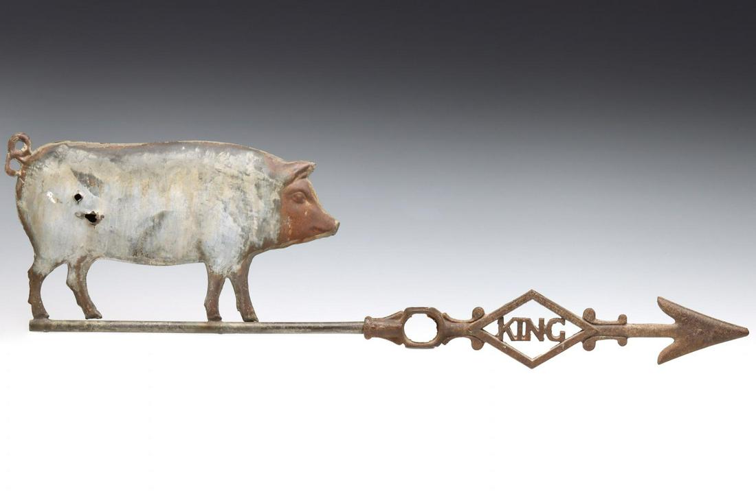 AN UNUSUAL KING WEATHER VANE WITH FIGURAL PIG (1 of 20)