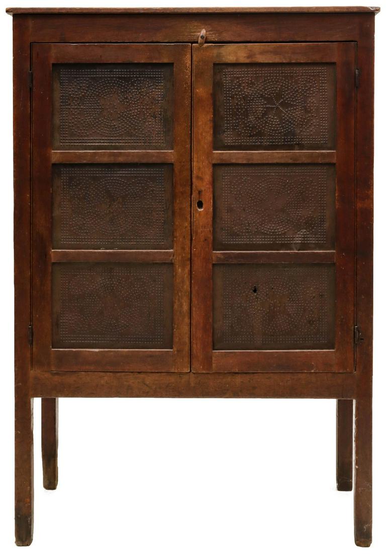 A GOOD 19C. PIE SAFE WITH TWELVE STAR-PATTERN TINS (1 of 20)