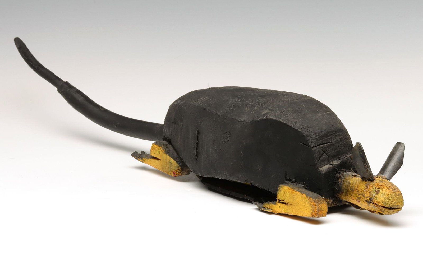 ANIMATED CARVING BY KANSAS OUTSIDER ARTIST ERNIE HANSEN: Ernie Hansen (1897-1992) Armadillo(?) Mid to late 20th Century. About the artist, courtesy of AskArt.com, where Mr. Hansen is described as a Grassroots Artist: 'Lived near McClouth, Kansas working as 