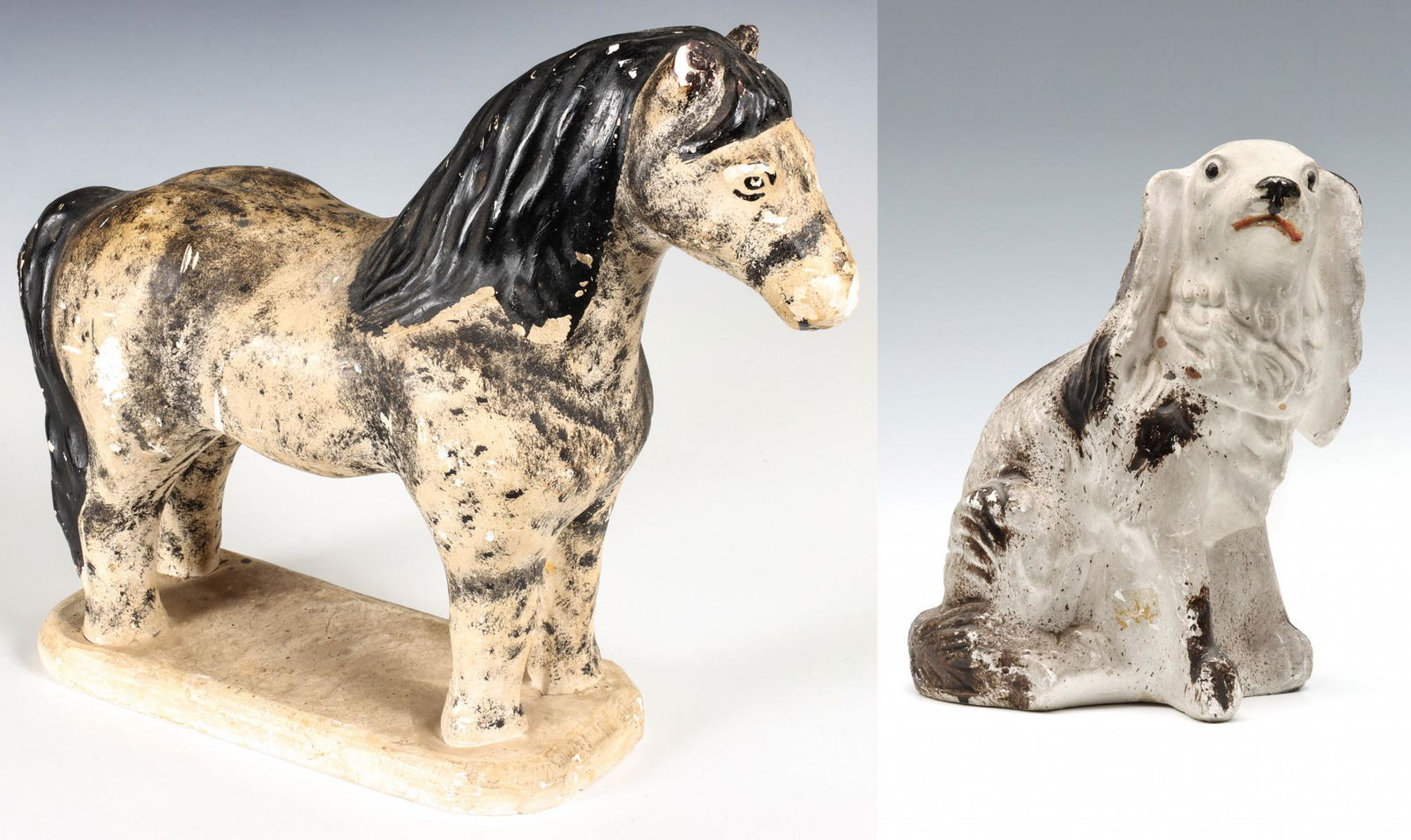 A 19TH C. CHALK WARE SPANIEL AND DRAFT HORSE (1 of 20)