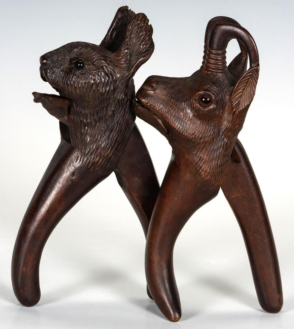 TWO GLASS-EYED BLACK FOREST FIGURAL NUTCRACKERS (1 of 12)