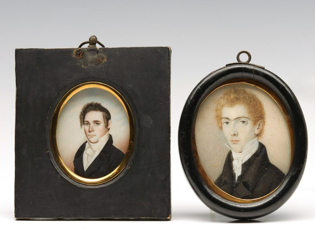 TWO FINE 19TH C. MINIATURE PORTRAIT OF GENTLEMEN (1 of 14)
