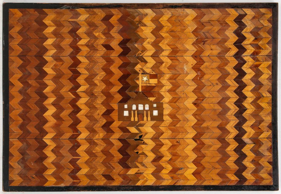 EARLY 20C. MARQUETRY PANEL WITH THE ALAMO INLAID (1 of 9)