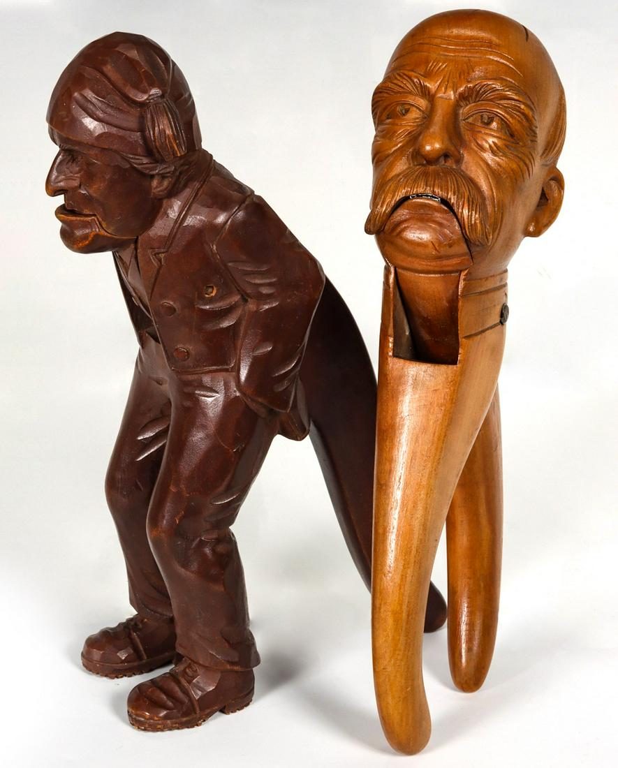 TWO CIRCA 1900 CARVED WOOD GERMAN NUT CRACKERS (1 of 16)
