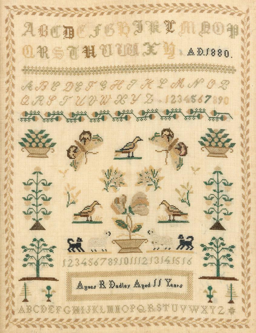 THE 1880 CROSS STITCH SAMPLER OF AGNES DADLEY, AGE 11 (1 of 9)
