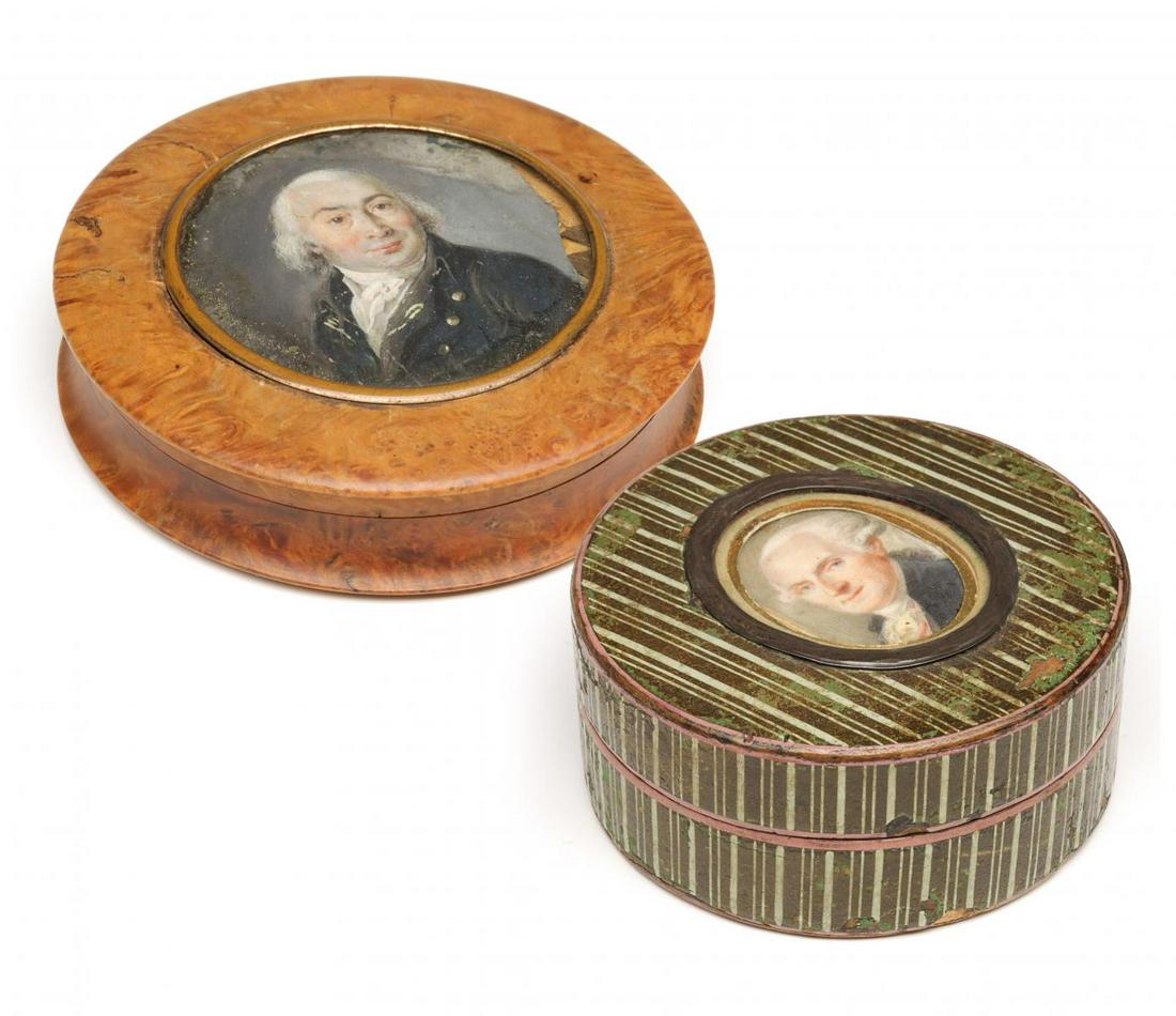 TWO 19TH C. SNUFF BOXES WITH MINIATURE PORTRAITS (1 of 17)