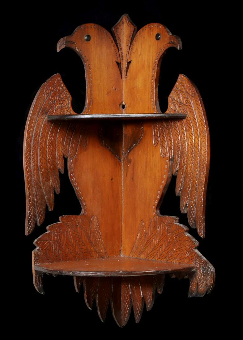 A CRISP SCROLL CUT FOLK ART EAGLE CORNER SHELF (1 of 7)