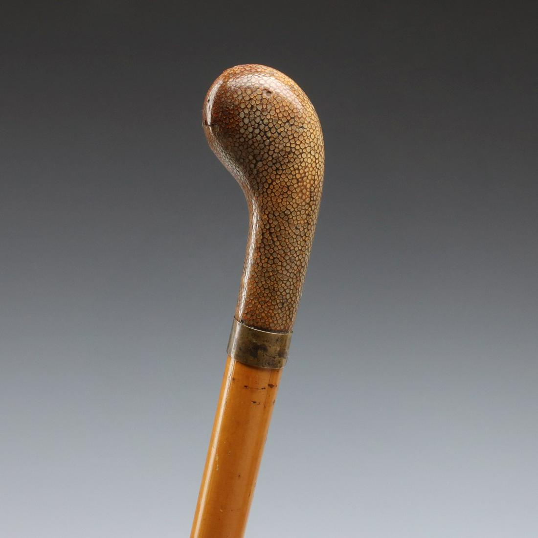 A 19C. FRENCH WALKING STICK WITH SHAGREEN HANDLE (1 of 14)