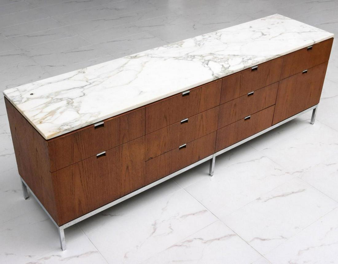 A FLORENCE KNOLL WALNUT EXECUTIVE CREDENZA WITH MARBLE (1 of 2)