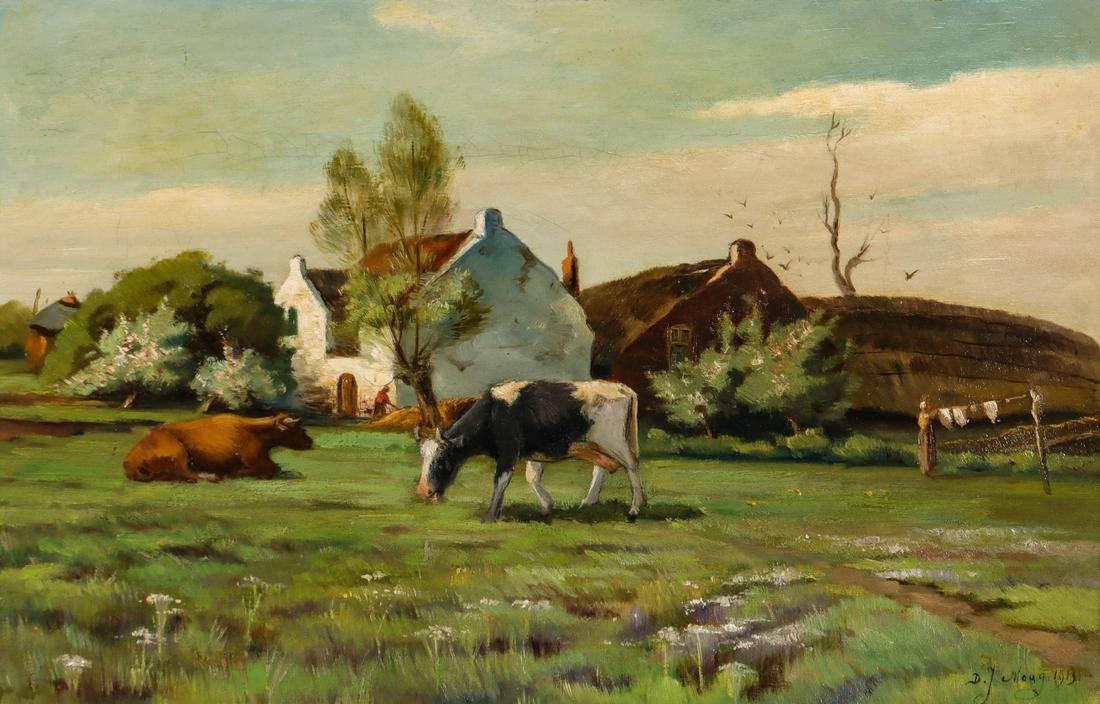 CONTINENTAL SCHOOL OIL ON CANVAS DATED 1913 (1 of 12)