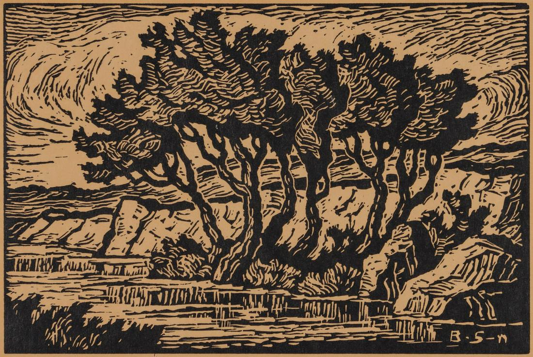 BIRGER SANDZEN (1871-1954) PENCIL SIGNED BLOCK PRINT (1 of 13)