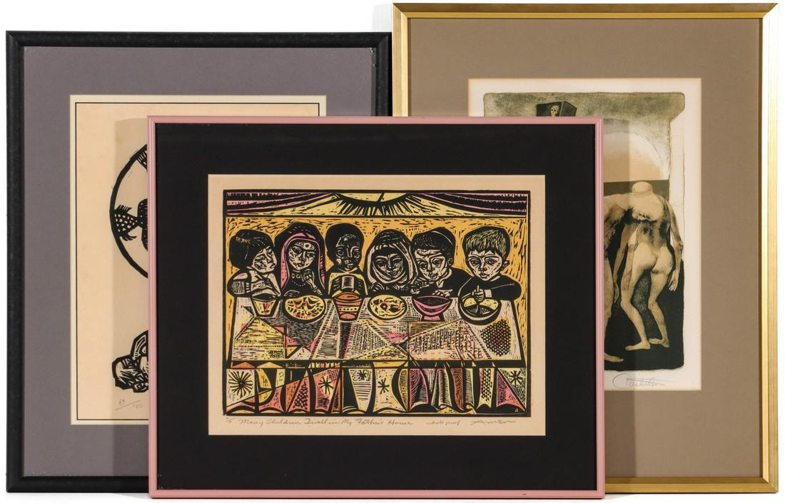 THREE MID-20TH CENTURY PENCIL SIGNED PRINTS (1 of 12)