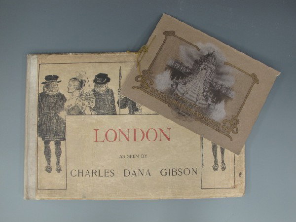 TWO CHARLES DANA GIBSON ILLUSTRATED ART BOOKS: Includes 'London: As Seen by Charles Dana Gibson,' long format hardcover, 1897, Charles Schriber's Sons, 12 x 18 inches. Also a softcover original edition of 'Memories of the World's Greatest Expositi
