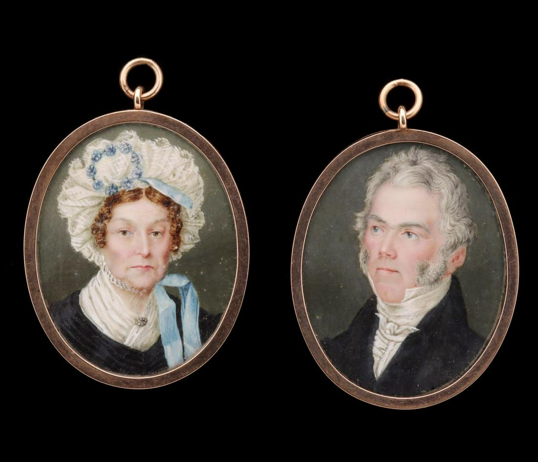 A PROPER PAIR OF PORTRAITS IN MATCHING LOCKET FRAMES (1 of 12)