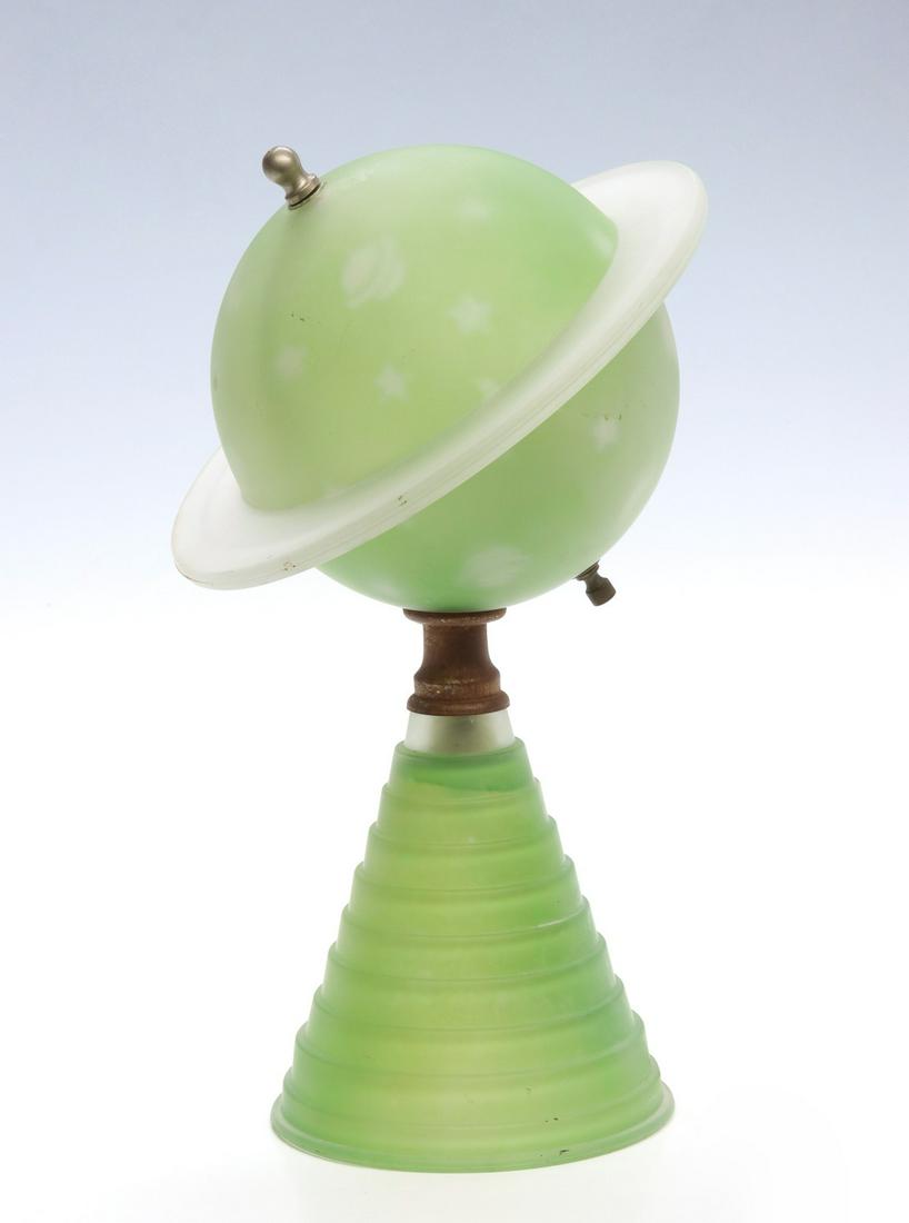 AN ART DECO REVERSE PAINTED GLASS SATURN LAMP C. 1939 (1 of 16)