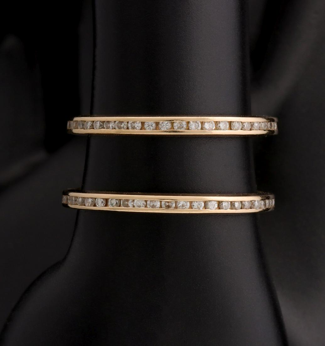 A PAIR OF 14K YELLOW GOLD BANDS WITH DIAMONDS (1 of 9)