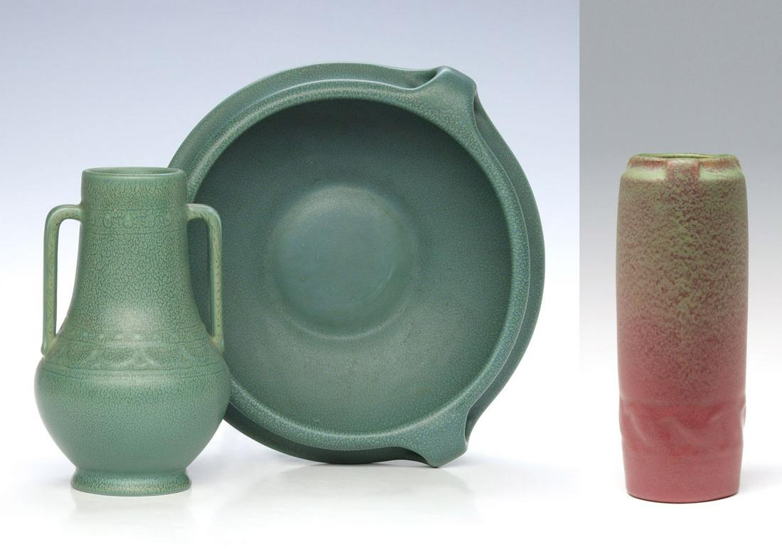 A GROUP LOT OF MATTE GREEN ROOKWOOD ART POTTERY (1 of 20)