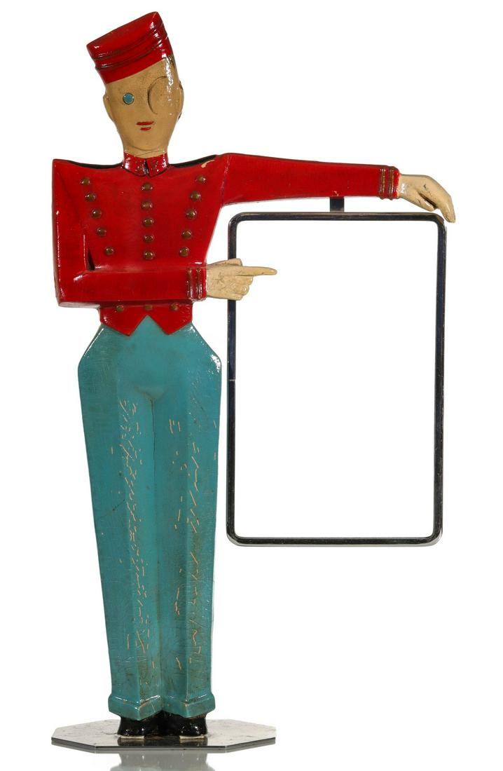 A FIGURAL BELLHOP ART DECO STORE DISPLAY C. 1930 (1 of 13)