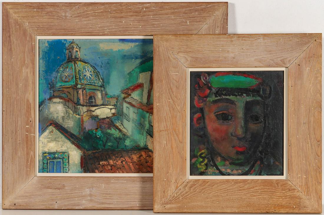 TWO MID 20TH C. OIL PAINTINGS IN PICKLED FRAMES (1 of 14)