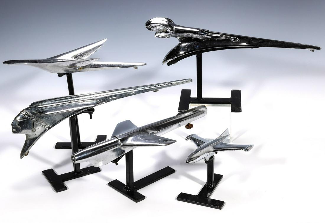 A COLLECTION OF CHROME AUTOMOBILE HOOD ORNAMENTS (1 of 10)