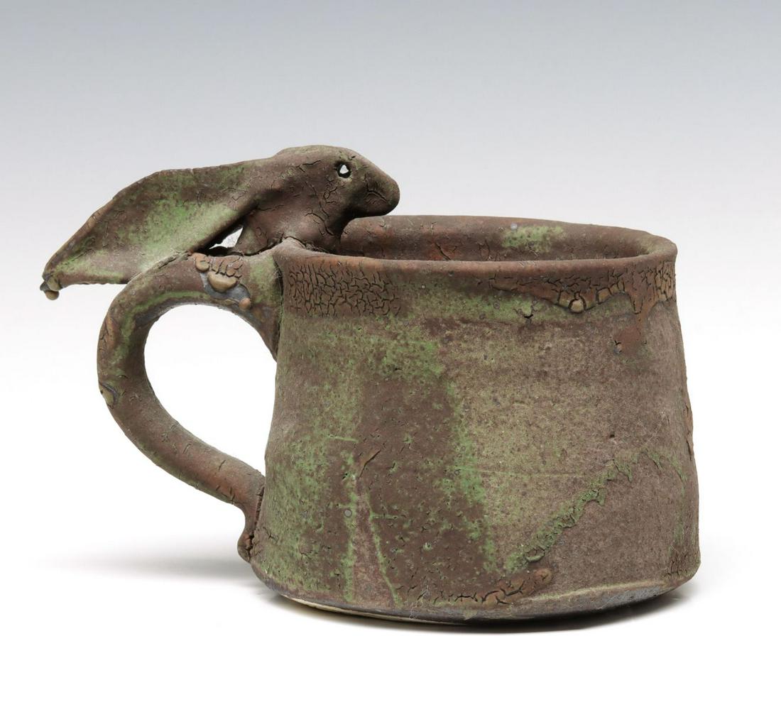 KEN FERGUSON (1938-2005) HARE HANDLE STONEWARE CUP (1 of 11)