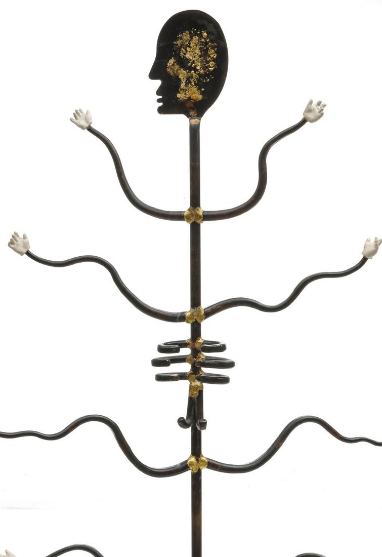 A WHIMSICAL WELDED IRON HUMAN FORM HALL TREE (1 of 15)
