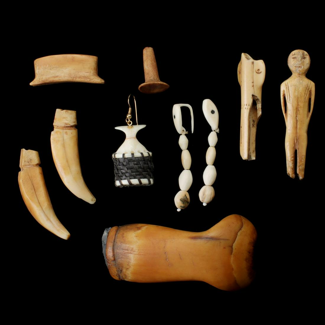 ALASKAN FOSSILIZED TOOL, ORNAMENTS AND CARVED FIGURE (1 of 15)