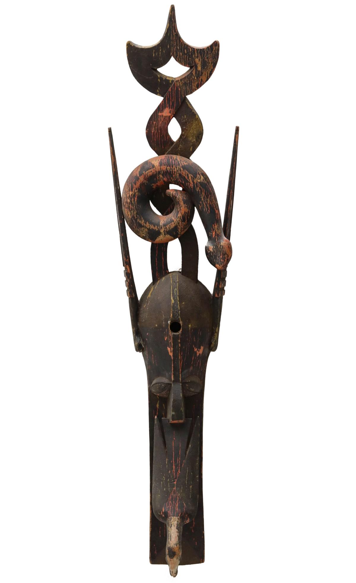 Stylized Carved Painted Indian Head